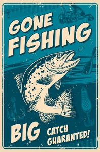 Fishing Gone Fishing Drop a Line Sinker Catch Self Adhesive Vinyl Sticker