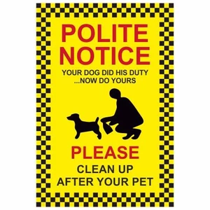Pick Up After Your Dog Self Adhesive Sticker No Dog Poo Clean Up Sign Decal