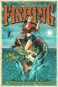 Fishing Gone Fishing Drop a Line Sinker Catch Self Adhesive Vinyl Sticker