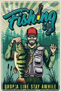 Fishing Gone Fishing Drop a Line Sinker Catch Self Adhesive Vinyl Sticker