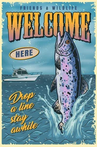 Fishing Gone Fishing Drop a Line Sinker Catch Self Adhesive Vinyl Sticker
