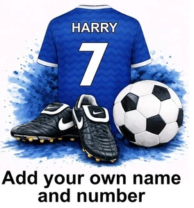 Everton Personalised Football Shirt Boots Self Adhesive Vinyl Sticker