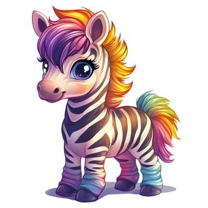 Cute Zebra Chibi Colourful Animal Self Adhesive Sticker