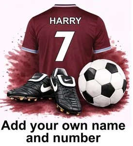West Ham Personalised Football Shirt Boots Self Adhesive Vinyl Sticker