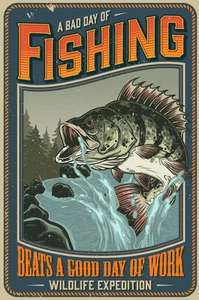 Fishing Gone Fishing Drop a Line Sinker Catch Self Adhesive Vinyl Sticker