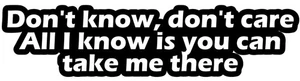Slide Away Don't Know Don't Care Oasis Lyrics Self Adhesive Sticker