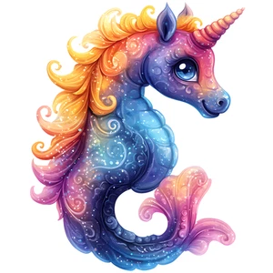 Cute Seahorse Chibi Colourful Animal Self Adhesive Sticker