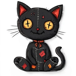 Voodoo Cat Doll Black Magic Rituals Self Adhesive Vinyl Sticker