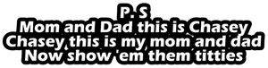 PS Mom and Dad This is Chasey Bloodhound Gang Lyrics Self Adhesive Sticker