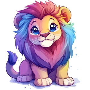 Cute Lion Chibi Colourful Animal Self Adhesive Sticker