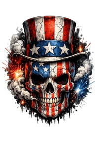 Patriotic American Skull USA 4th July Freedom Self Adhesive Vinyl Sticker