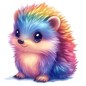 Cute Hedgehog Chibi Colourful Animal Self Adhesive Sticker