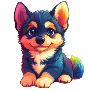 Cute Puppy Chibi Colourful Animal Self Adhesive Sticker