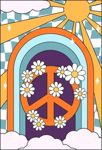 Psychedelic 70s Groovy Good Vibes Only Peace Self Adhesive Vinyl Sticker