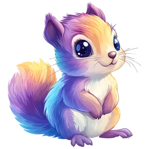 Cute Squirrel Chibi Colourful Animal Self Adhesive Sticker