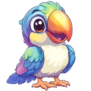 Cute Parrot Chibi Colourful Animal Self Adhesive Sticker
