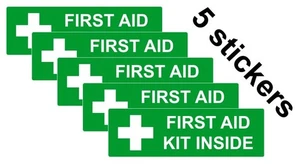 5 x First Aid Kit Inside Self Adhesive Warning Sticker