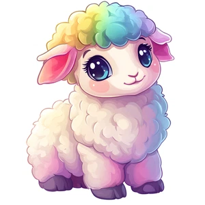 Cute Sheep Chibi Colourful Animal Self Adhesive Sticker