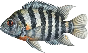 Convict Cichlid Fish Self Adhesive Vinyl Sticker
