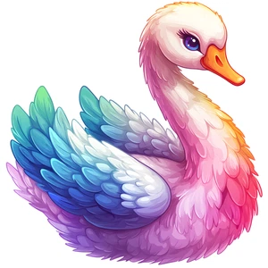Cute Swan Chibi Colourful Animal Self Adhesive Sticker