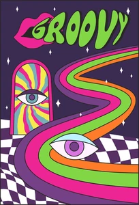 Psychedelic 70s Groovy Good Vibes Only Peace Self Adhesive Vinyl Sticker