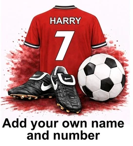 Man Utd Personalised Football Shirt Boots Self Adhesive Vinyl Sticker