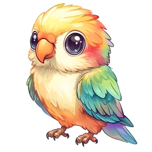 Cute Parrot Chibi Colourful Animal Self Adhesive Sticker