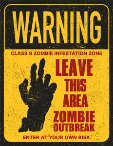 Zombie Warning Sign Infected Self Adhesive Vinyl Sticker
