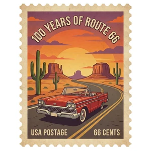Route 66 100 Year Anniversary American Highway Road Self Adhesive Vinyl Sticker