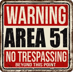 Warning Area 51 Roswell Alien UFO Self Adhesive Vinyl Sticker