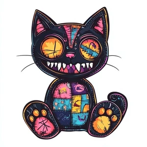 Voodoo Cat Doll Black Magic Rituals Self Adhesive Vinyl Sticker