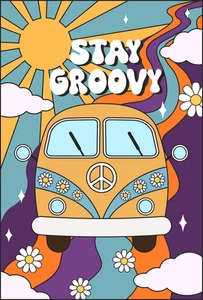 Psychedelic 70s Groovy Good Vibes Only Self Adhesive Vinyl Sticker