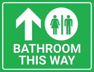 Bathroom This Way Warning Notice Sign Self Adhesive Sticker