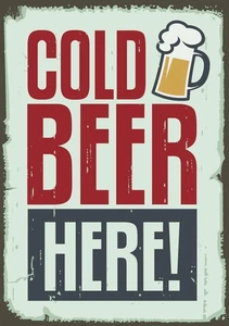Cold Beer Served Here Man Cave Self Adhesive Sticker