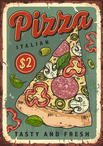 Retro Vintage Pizza Sign Hot Pizza Self Adhesive Vinyl Sticker