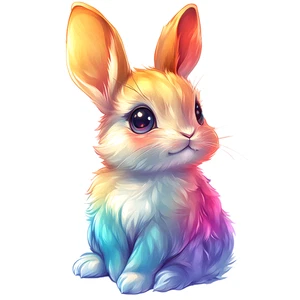 Cute Rabbit Chibi Colourful Animal Self Adhesive Sticker
