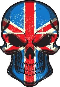 Skull Motorbike Helmet Flag UK Self Adhesive Vinyl Sticker