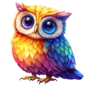 Cute Owl Chibi Colourful Animal Self Adhesive Sticker