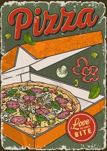 Retro Vintage Pizza Sign Hot Pizza Self Adhesive Vinyl Sticker