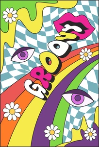 Psychedelic 70s Groovy Good Vibes Only Peace Self Adhesive Vinyl Sticker